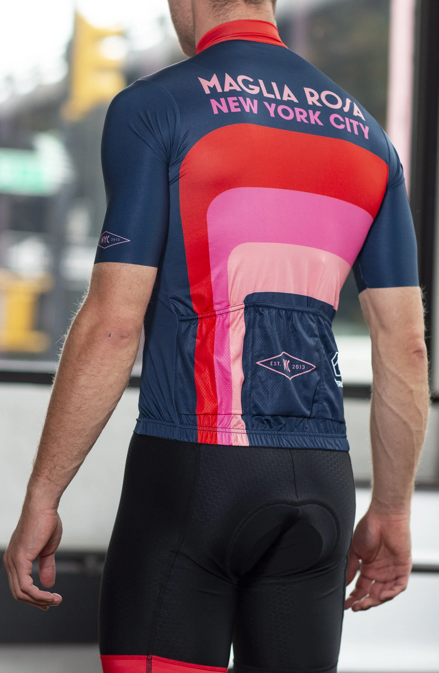 Maglia Rosa NYC Men's Short Sleeve Jersey - Navy/Red/Pink Edition